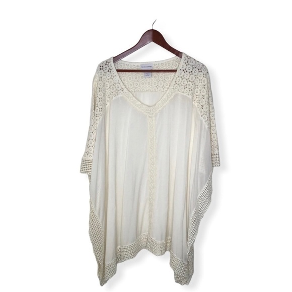 Soft Surroundings Cream Square Cut Swim Cover Up. - Picture 1 of 10